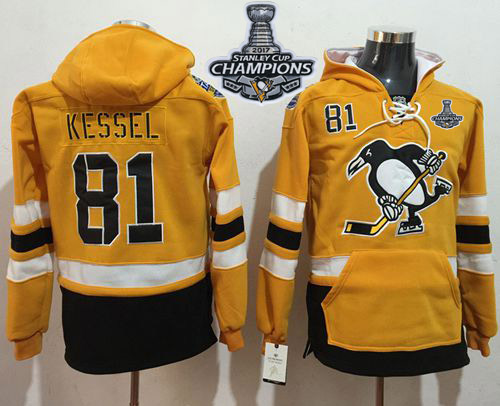 Penguins #81 Phil Kessel Gold Sawyer Hooded Sweatshirt Stadium Series Stanley Cup Finals Champions Stitched NHL Jersey - Click Image to Close
